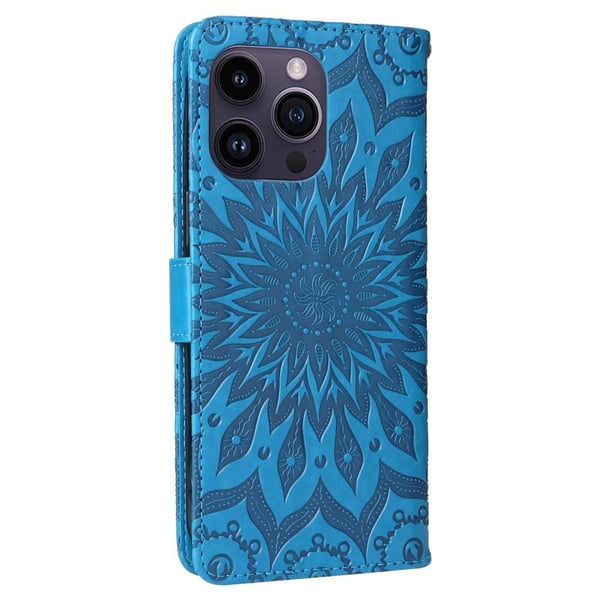 SKALO iPhone 15 Pro Max Mandala lompakkokotelo - Sininen