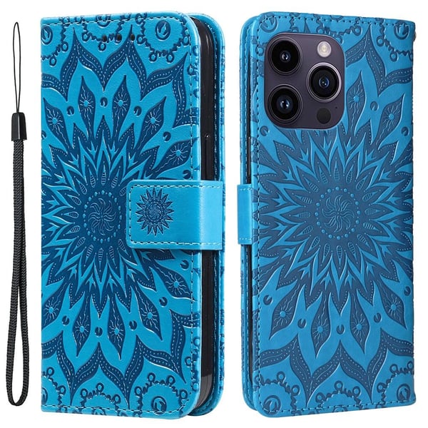 SKALO iPhone 15 Pro Max Mandala Flip Cover - Blå SKALO iPhone 15 Pro Max Mandala Flip Cover - Blå