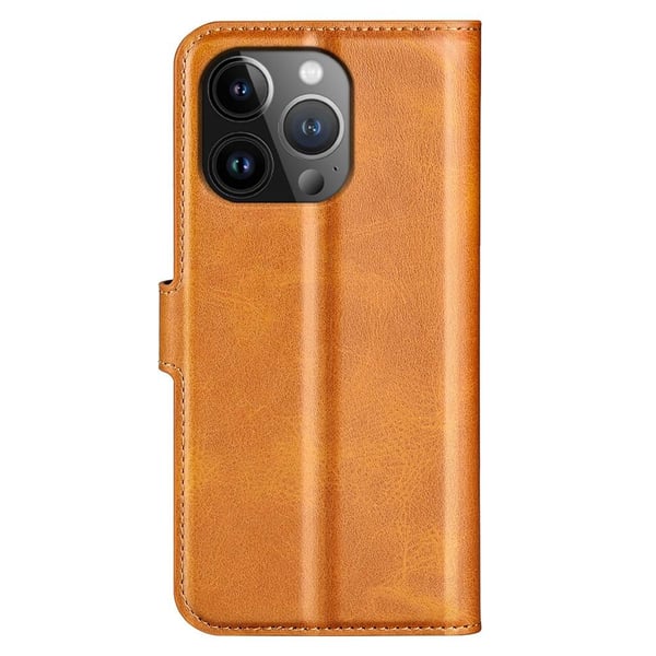 SKALO iPhone 15 Pro Max Lompakkokotelo PU-nahkaa - Vaaleanruskea