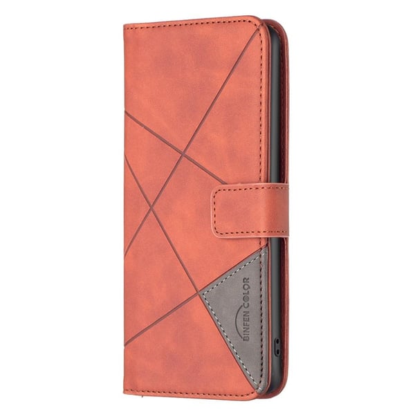 iPhone 15 Pro Max BINFEN COLOR Præget Flip Cover - Brun