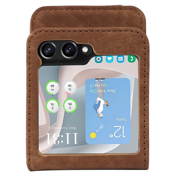 SKALO Samsung Z Flip5 PU-læder Kortholder Cover - Brun