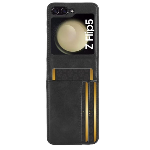 SKALO Samsung Z Flip5 PU-læder Kortholder Cover - Sort