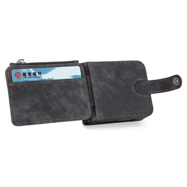 SKALO Samsung Z Flip5 PU-læder Cover med Pung - Sort