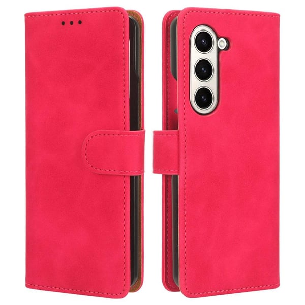 SKALO Samsung Z Fold5 Flip Cover m. pung i PU-læder - Cerise