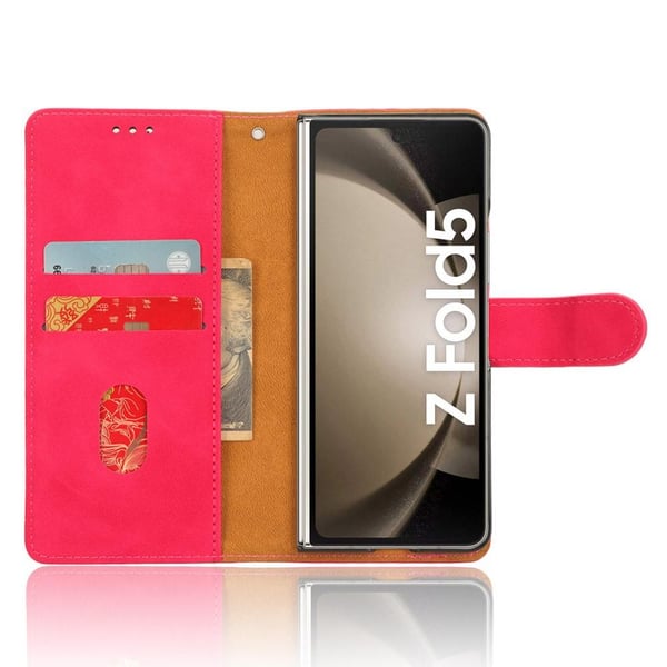 SKALO Samsung Z Fold5 Lompakkokotelo PU-nahkaa - Cerise
