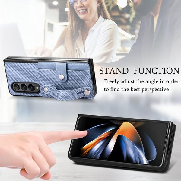 SKALO Samsung Z Fold5 SKALO Samsung Z Fold5 Carbon Fiber Suojakuori korttipidike / kahva - Musta