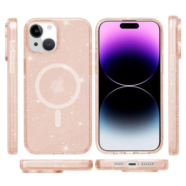 SKALO iPhone 15 Glitter Magnetic Ring TPU Cover - Guld