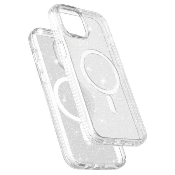 SKALO iPhone 15 Glitter Magnetic Ring TPU Cover - Hvid