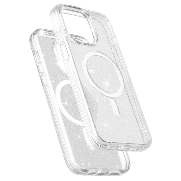 SKALO iPhone 15 Pro Max Glitter Magnetic Ring TPU Cover - Hvid