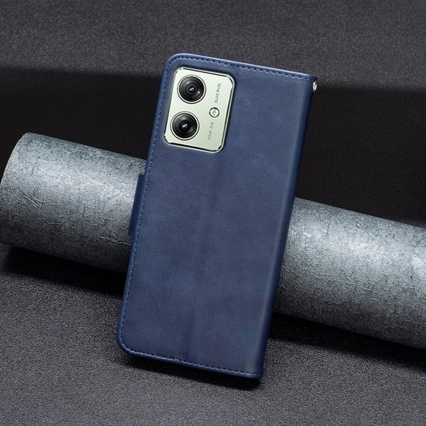 SKALO Motorola Moto G54 5G Flip Cover m. pung i PU-læder - Blå