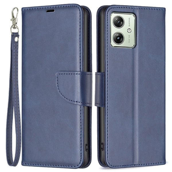 SKALO Motorola Moto G54 5G Flip Cover m. pung i PU-læder - Blå