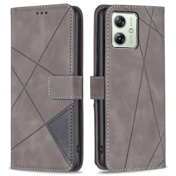 Motorola Moto G54 5G BINFEN COLOR Præget Flip Cover - Grå