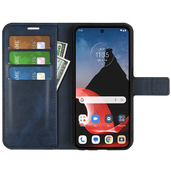 SKALO Motorola ThinkPhone 5G Premium Wallet Flip Cover - Blå