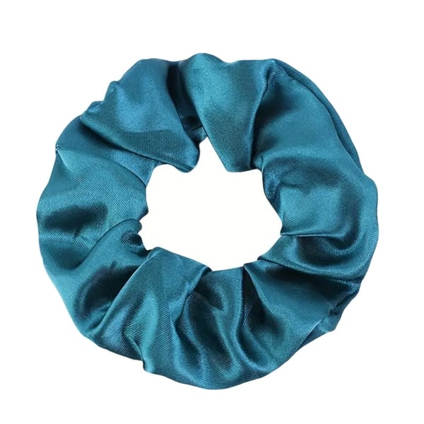 Hårbånd - Scrunchie - Satin - 9 cm - Blågrøn turkis