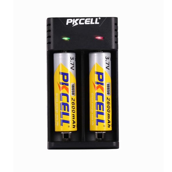 PKcell 18650 Laddare + 2 batterier | CDON