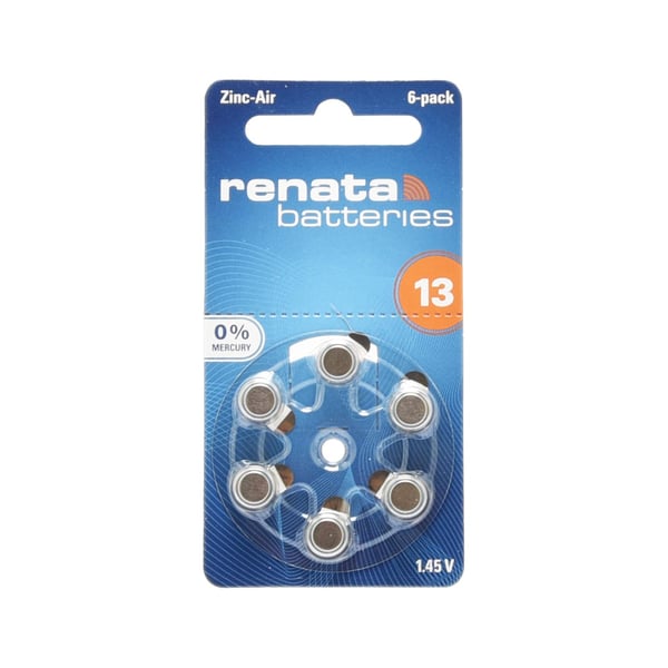 13 RENATA 5-pakke - 30 stk. høreapparatbatterier nr. 13 13 RENATA 5-pakke - 30 stk. høreapparatbatterier nr. 13