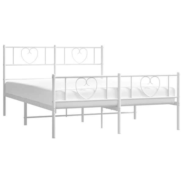 vidaXL Sengeramme i metall med hode- og fotgavl hvit 160x200 cm