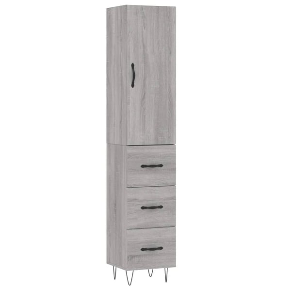 vidaXL Highboard grå sonoma 34,5x34x180 cm konstruert tre