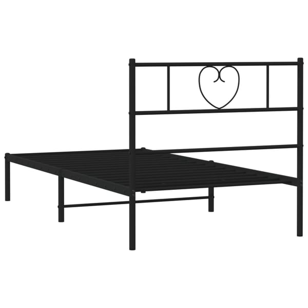 vidaXL Sengeramme i metall med hodegavl svart 75x190 cm