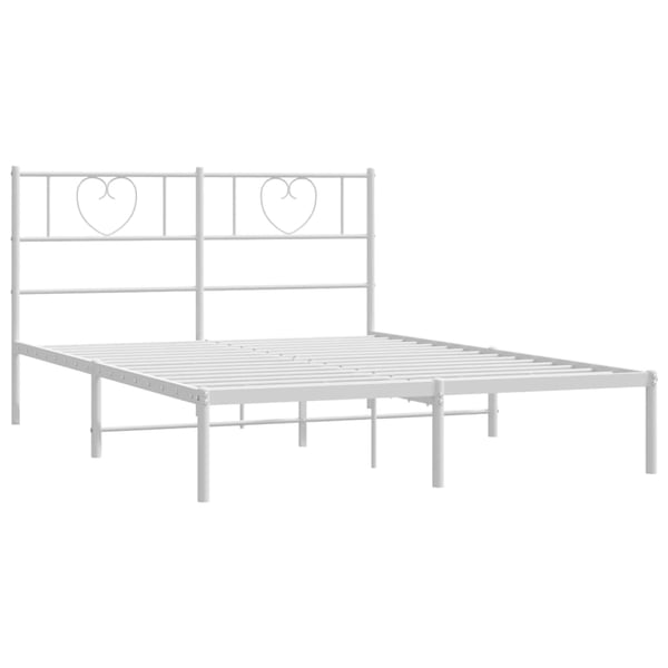 vidaXL Sengeramme i metall med sengegavl hvit 160x200 cm