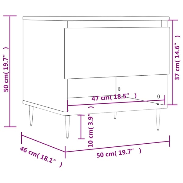 vidaXL sofabord 50x46x50 cm konstrueret træ sort