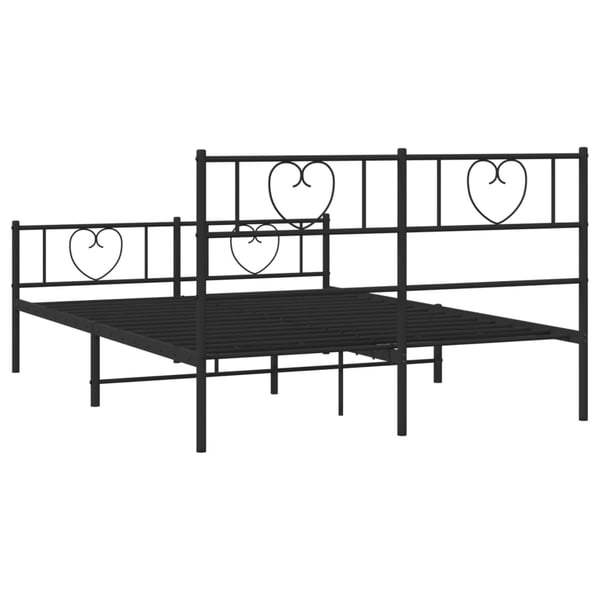 vidaXL Sengeramme i metall med hode- og fotgavl svart 150x200 cm