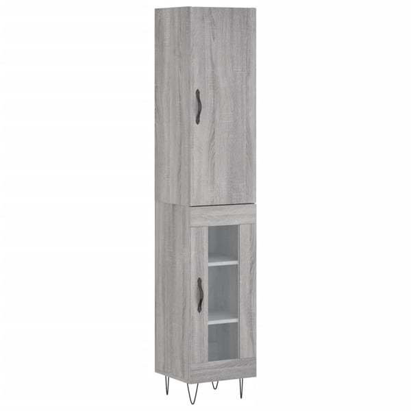 vidaXL Highboard grå sonoma 34,5x34x180 cm konstruert tre