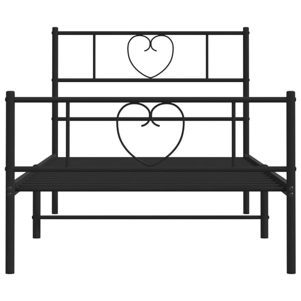 vidaXL Sengeramme i metall med hode- og fotgavl svart 75x190 cm