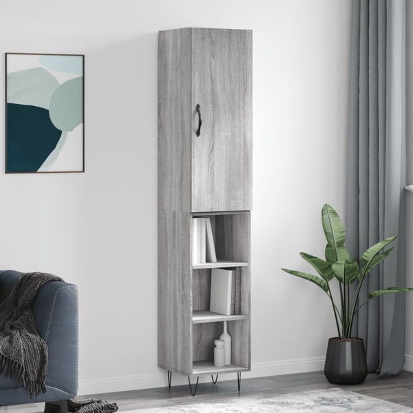 vidaXL Kaappi harmaa Sonoma 34,5x34x180 cm tekninen puu