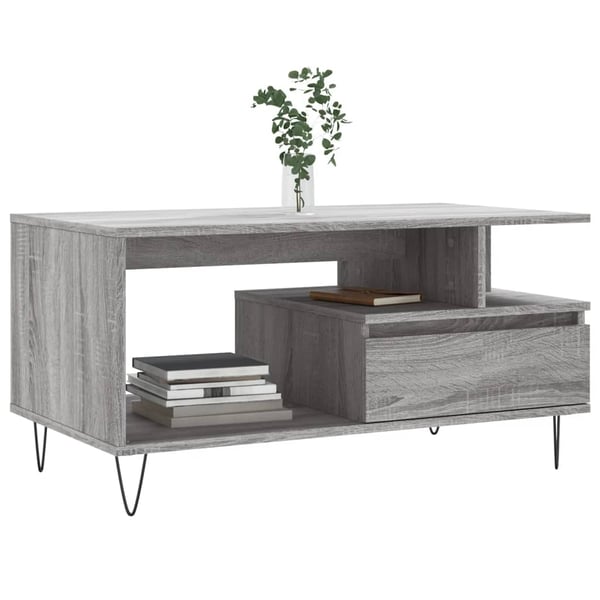 vidaXL Salongbord grå sonoma 90x49x45 cm konstruert tre