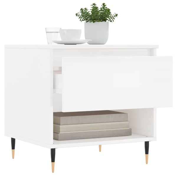 vidaXL Salongbord 2 stk høyglans hvit 50x46x50 cm konstruert tre