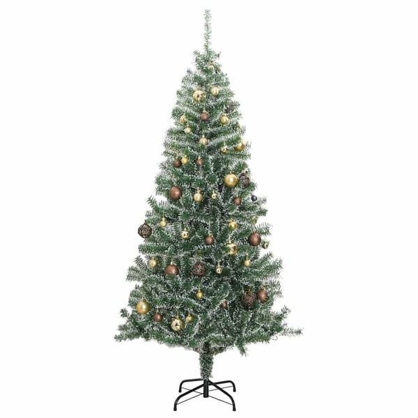 vidaXL Tekojoulukuusi 300 LED-valoa joulupallot ja lumihuurre 240 cm