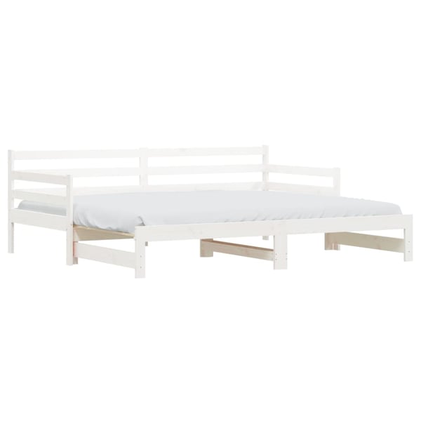 vidaXL Uttrekkbar dagseng hvit 90x190 cm heltre furu