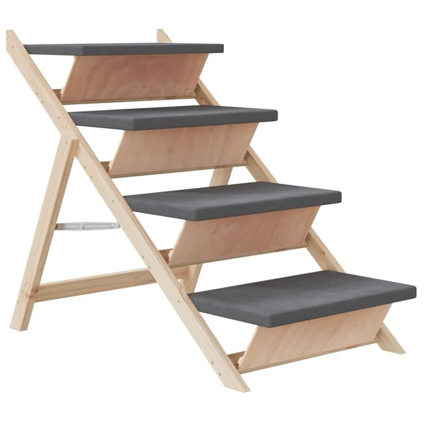vidaXL hundetrappe 105x47 cm massivt fyrretræ grå