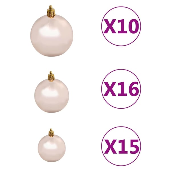 vidaXL Kunstig hengslet juletre med 300 LED og kulesett 210 cm