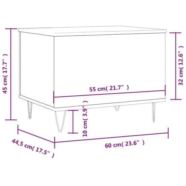vidaXL Salongbord sonoma eik 60x44,5x45 cm konstruert tre