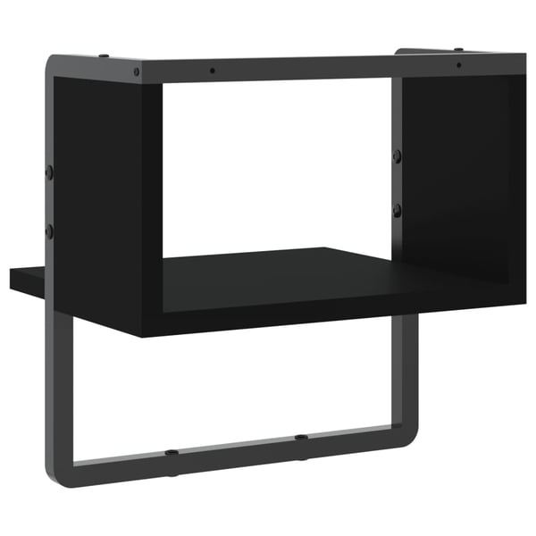 vidaXL væghylde med stang 30x25x30 cm sort