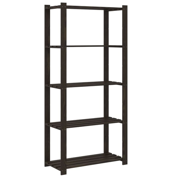 vidaXL Oppbevaringshylle 5 etasjer svart 80x38x170 cm heltre furu