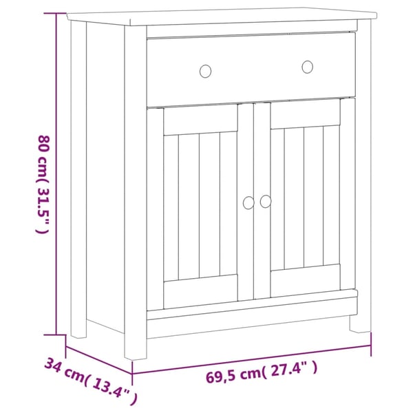 vidaXL Baderomsskap BERG svart 69,5x34x80 cm heltre furu