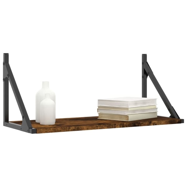 vidaXL væghylder 2 stk. 60x25x25,5 cm konstrueret træ røget egetræ