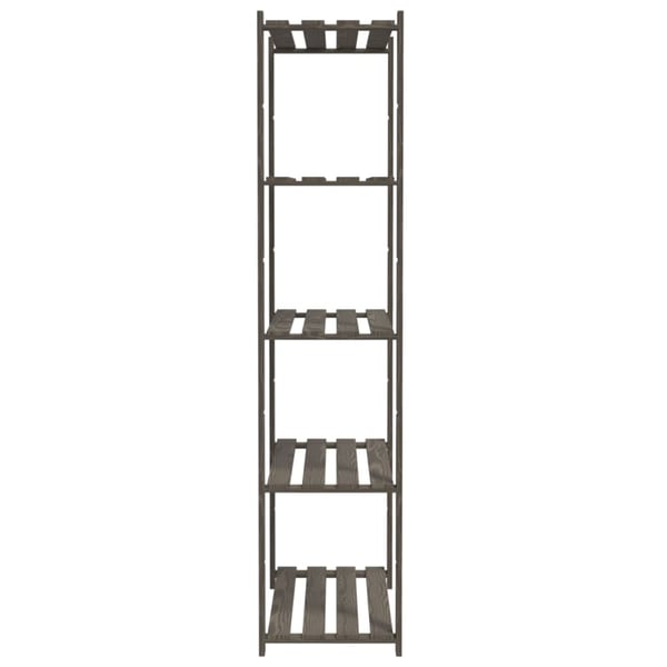 vidaXL Oppbevaringshylle 5 etasjer grå 80x38x170 cm heltre furu