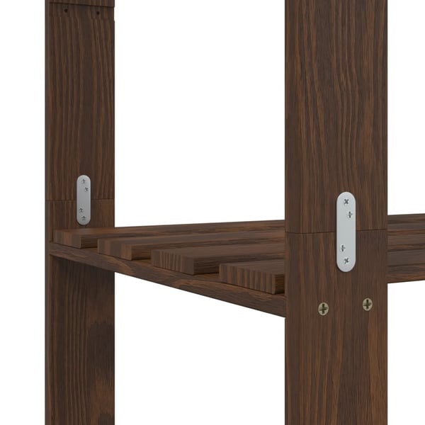 vidaXL Oppbevaringshylle 3 etasjer brun 60x38x90 cm heltre furu