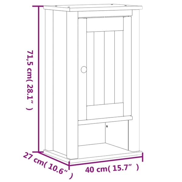 vidaXL Baderomsskap BERG hvit 40x27x71,5 cm heltre furu