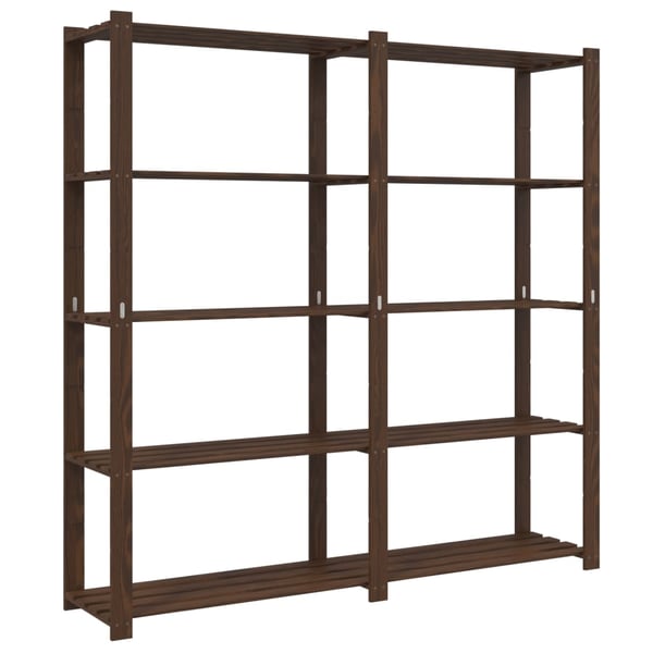 vidaXL Oppbevaringshylle 5 etasjer brun 170x38x170 cm heltre furu