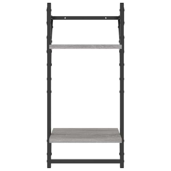 vidaXL væghylder 2 stk. m. stænger og 2 hylder 30x25x65 cm grå sonoma