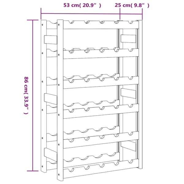 vidaXL Vinstativ for 30 flasker grå heltre furu