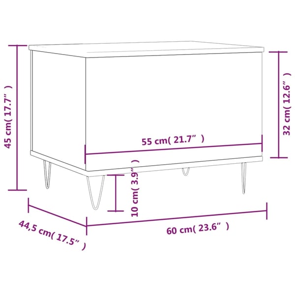 vidaXL Salongbord brun eik 60x44,5x45 cm konstruert tre
