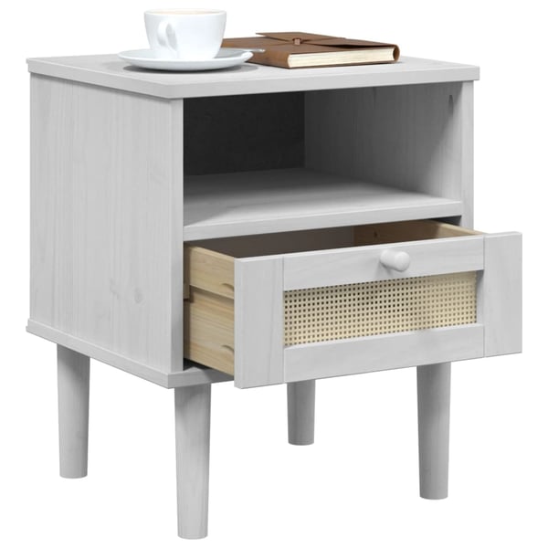 vidaXL Nattbord SENJA rotting utseende hvit 40x35x48 cm heltre furu
