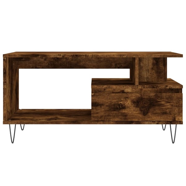 vidaXL sofabord 90x49x45 cm konstrueret træ røget egetræsfarve