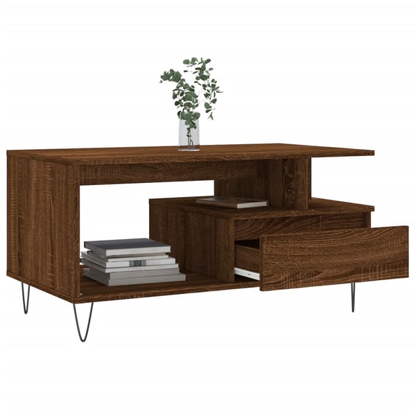 vidaXL sofabord 90x49x45 cm konstrueret træ brun egetræsfarve